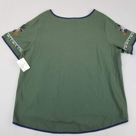 Blouse Womens 2XL Embroidered Tunic Scoop Neck Short Sleeve Top - Picture 3 of 9